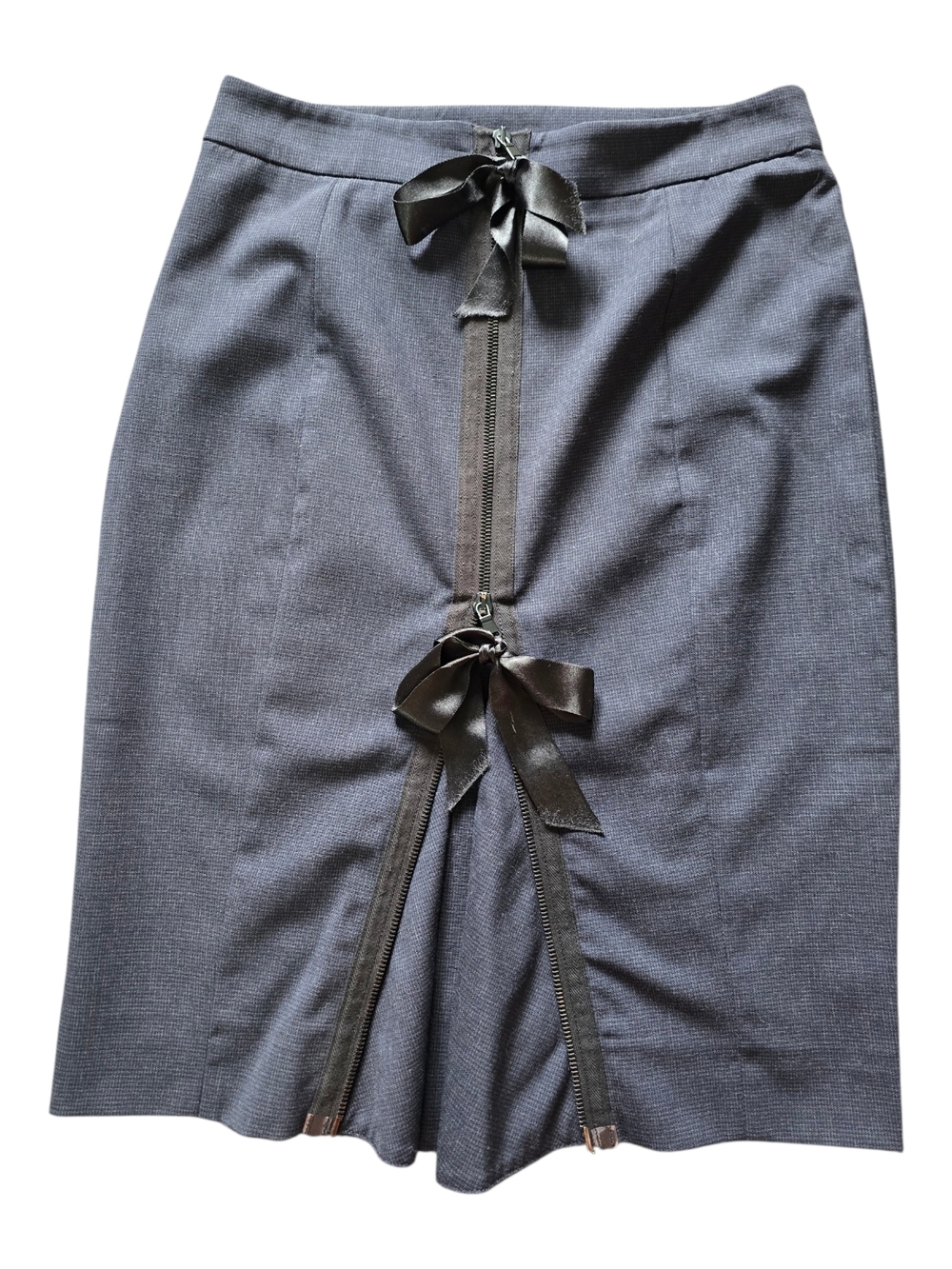 RED Valentino Navy Pencil Skirt with Ribbon Zip Detail